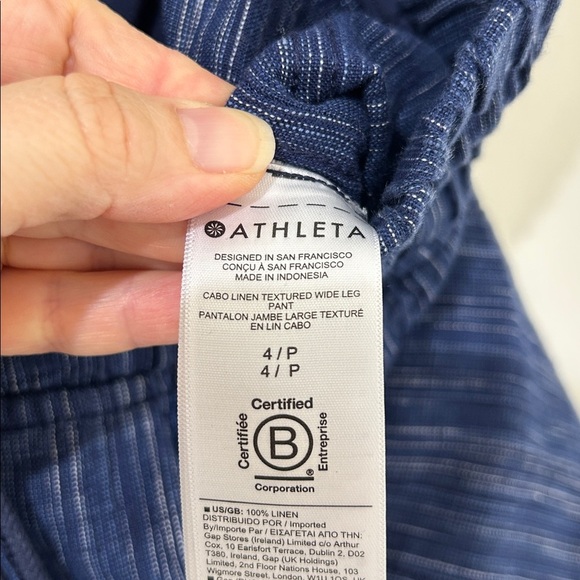 ATHLETA Blue Cabo Linen Wide Leg Textured Pants Size 4 Petite - Picture 9 of 16